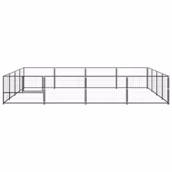 vidaXL Dog Kennel Black 16 m? Steel Puppy Enclosure Outdoor Patio Dog Cage - Additional view 2