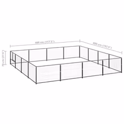 vidaXL Dog Kennel Black 16 m? Steel Puppy Enclosure Outdoor Patio Dog Cage - Additional view 5