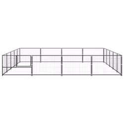 vidaXL Dog Kennel Black 20 m? Steel Puppy Enclosure Outdoor Patio Dog Cage - Additional view 2