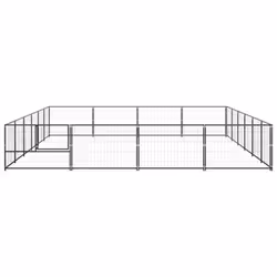 vidaXL Dog Kennel Black 24 m? Steel Puppy Enclosure Outdoor Patio Dog Cage - Additional view 2