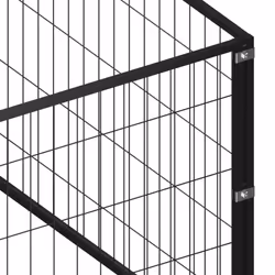 vidaXL Dog Kennel Black 24 m? Steel Puppy Enclosure Outdoor Patio Dog Cage - Additional view 4