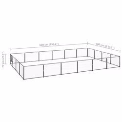 vidaXL Dog Kennel Black 24 m? Steel Puppy Enclosure Outdoor Patio Dog Cage - Additional view 5