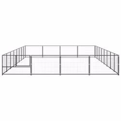 vidaXL Dog Kennel Black 32 m? Steel Puppy Enclosure Outdoor Patio Dog Cage - Additional view 2