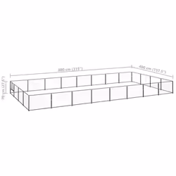 vidaXL Dog Kennel Black 32 m? Steel Puppy Enclosure Outdoor Patio Dog Cage - Additional view 5