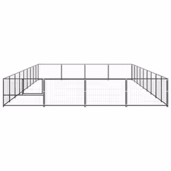 vidaXL Dog Kennel Black 36 m? Steel Puppy Enclosure Outdoor Patio Dog Cage - Additional view 2