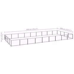 vidaXL Dog Kennel Black 36 m? Steel Puppy Enclosure Outdoor Patio Dog Cage - Additional view 5