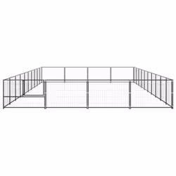vidaXL Dog Kennel Black 40 m? Steel Puppy Enclosure Outdoor Patio Dog Cage - Additional view 2