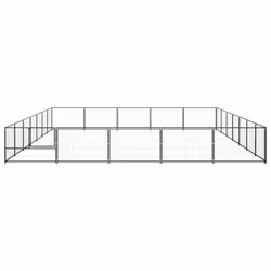 vidaXL Dog Kennel Black 35 m? Steel Puppy Enclosure Outdoor Patio Dog Cage - Additional view 2