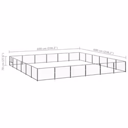 vidaXL Dog Kennel Black 36 m? Steel Puppy Enclosure Outdoor Patio Dog Cage - Additional view 5