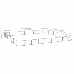 vidaXL Dog Kennel Black 81 m? Steel Puppy Enclosure Outdoor Patio Dog Cage - Additional view 5