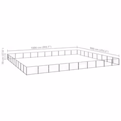 vidaXL Dog Kennel Black 90 m? Steel Puppy Enclosure Outdoor Patio Dog Cage - Additional view 5