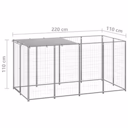 vidaXL Dog Kennel Silver Steel Puppy Enclosure Outdoor Dog Supplies Runs Cage - Additional view 5