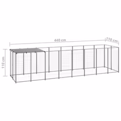 vidaXL Dog Kennel Silver Steel Puppy Enclosure Outdoor Dog Supplies Runs Cage - Additional view 5