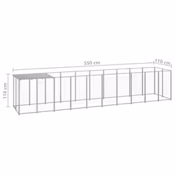 vidaXL Dog Kennel Silver Steel Puppy Enclosure Outdoor Dog Supplies Runs Cage - Additional view 5