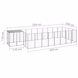 vidaXL Dog Kennel Silver Steel Puppy Enclosure Outdoor Dog Supplies Runs Cage - Additional view 5