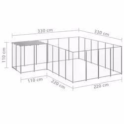 vidaXL Dog Kennel Silver Steel Puppy Enclosure Outdoor Dog Supplies Runs Cage - Additional view 5