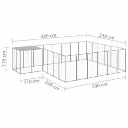 vidaXL Dog Kennel Silver Steel Puppy Enclosure Outdoor Dog Supplies Runs Cage - Additional view 5