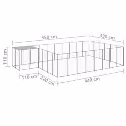 vidaXL Dog Kennel Silver Steel Puppy Enclosure Outdoor Dog Supplies Runs Cage - Additional view 5