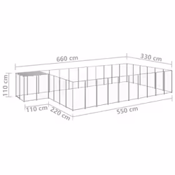 vidaXL Dog Kennel Silver Steel Puppy Enclosure Outdoor Dog Supplies Runs Cage - Additional view 5