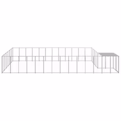 vidaXL Dog Kennel Silver Steel Puppy Enclosure Outdoor Dog Supplies Runs Cage