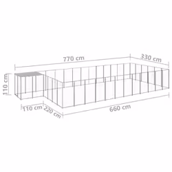 vidaXL Dog Kennel Silver Steel Puppy Enclosure Outdoor Dog Supplies Runs Cage - Additional view 5