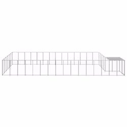vidaXL Dog Kennel Silver Steel Puppy Enclosure Outdoor Dog Supplies Runs Cage - Additional view 2