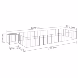 vidaXL Dog Kennel Silver Steel Puppy Enclosure Outdoor Dog Supplies Runs Cage - Additional view 5