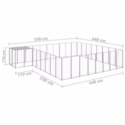 vidaXL Dog Kennel Silver Steel Puppy Enclosure Outdoor Dog Supplies Runs Cage - Additional view 5