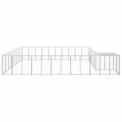 vidaXL Dog Kennel Silver Steel Puppy Enclosure Outdoor Dog Supplies Runs Cage