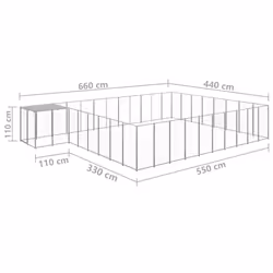 vidaXL Dog Kennel Silver Steel Puppy Enclosure Outdoor Dog Supplies Runs Cage - Additional view 5