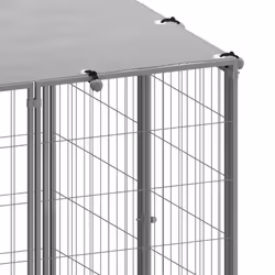 vidaXL Dog Kennel Silver Steel Puppy Enclosure Outdoor Dog Supplies Runs Cage - Additional view 4