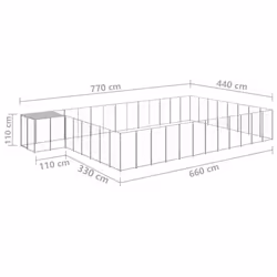 vidaXL Dog Kennel Silver Steel Puppy Enclosure Outdoor Dog Supplies Runs Cage - Additional view 5