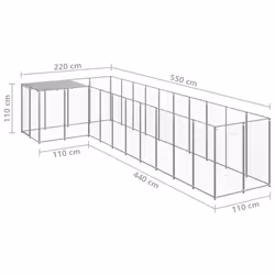 vidaXL Dog Kennel Silver Steel Puppy Enclosure Outdoor Dog Supplies Runs Cage - Additional view 5