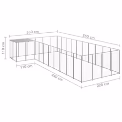 vidaXL Dog Kennel Silver Steel Puppy Enclosure Outdoor Dog Supplies Runs Cage - Additional view 5