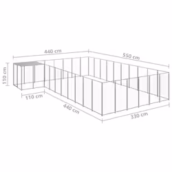 vidaXL Dog Kennel Silver Steel Puppy Enclosure Outdoor Dog Supplies Runs Cage - Additional view 5