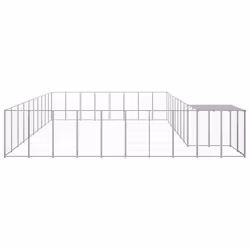 vidaXL Dog Kennel Silver Steel Puppy Enclosure Outdoor Dog Supplies Runs Cage