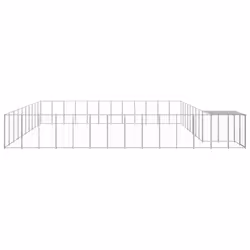 vidaXL Dog Kennel Silver Steel Puppy Enclosure Outdoor Dog Supplies Runs Cage