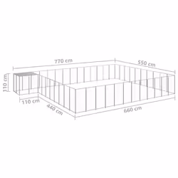 vidaXL Dog Kennel Silver Steel Puppy Enclosure Outdoor Dog Supplies Runs Cage - Additional view 5