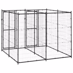 vidaXL Outdoor Dog Kennel Steel 4.84 m? Puppy Enclosure Patio Dog House Cage