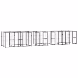 vidaXL Outdoor Dog Kennel Steel 21.78 m? Puppy Enclosure Patio Dog House Cage