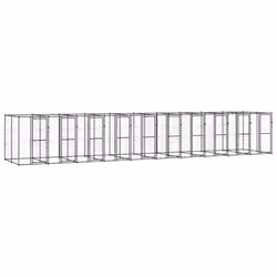 vidaXL Outdoor Dog Kennel Steel 24.2 m? Puppy Enclosure Patio Dog House Cage