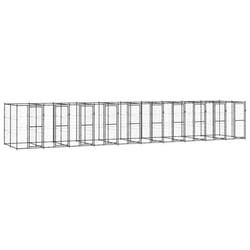 vidaXL Outdoor Dog Kennel Steel 24.2 m? Puppy Enclosure Patio Dog House Cage