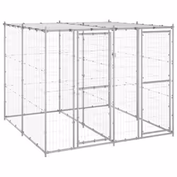 vidaXL Outdoor Dog Kennel Galvanised Steel with Roof 4.84 m? Dog House Cage