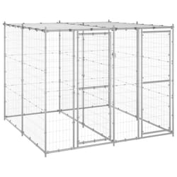 vidaXL Outdoor Dog Kennel Galvanised Steel with Roof 4.84 m? Dog House Cage