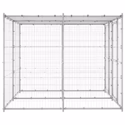 vidaXL Outdoor Dog Kennel Galvanised Steel with Roof 4.84 m? Dog House Cage