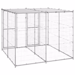 vidaXL Outdoor Dog Kennel Galvanised Steel with Roof 4.84 m? Dog House Cage