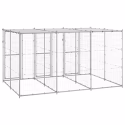 vidaXL Outdoor Dog Kennel Galvanised Steel with Roof 7.26 m? Dog House Cage