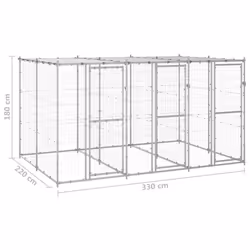 vidaXL Outdoor Dog Kennel Galvanised Steel with Roof 7.26 m? Dog House Cage - Additional view 5