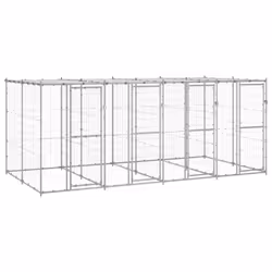 vidaXL Outdoor Dog Kennel Galvanised Steel with Roof 9.68 m? Dog House Cage
