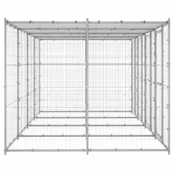 vidaXL Outdoor Dog Kennel Galvanised Steel with Roof 9.68 m? Dog House Cage